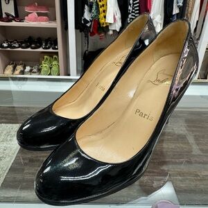 Christian‎ Louboutin Shimmer Black Metallic Pumps Heels Sjze 6.5